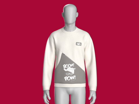 Men Printed Pocket Sweatshirt With Patch - BOOM 3D Model