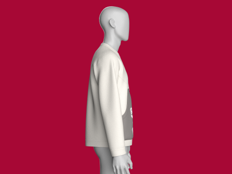 Men Printed Pocket Sweatshirt With Patch - BOOM 3D Model