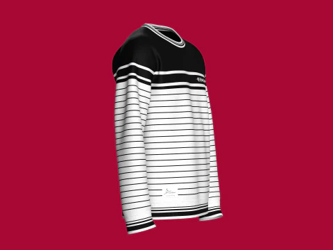 Men Striped Sweatshirt With Patch 3D Model