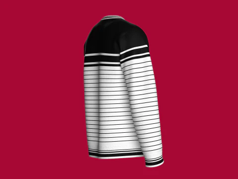 Men Striped Sweatshirt With Patch 3D Model