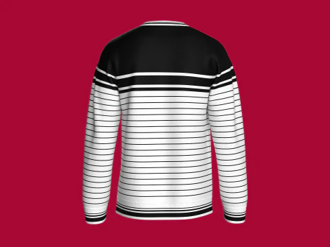 Men Striped Sweatshirt With Patch 3D Model