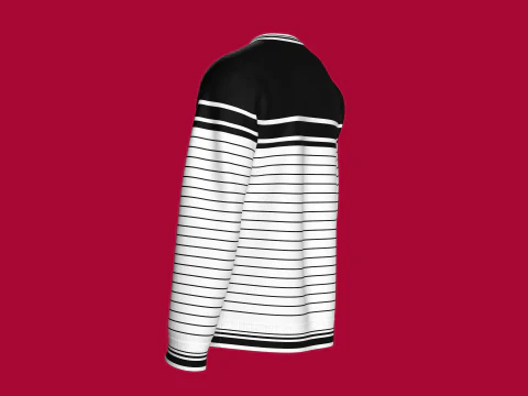 Men Striped Sweatshirt With Patch 3D Model