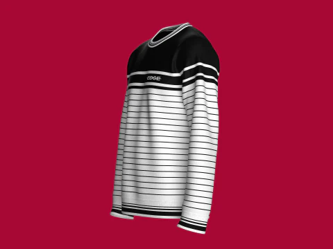 Men Striped Sweatshirt With Patch 3D Model