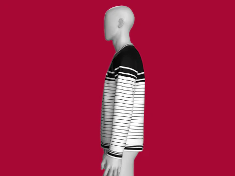 Men Striped Sweatshirt With Patch 3D Model