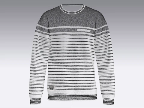 Men Striped Sweatshirt With Patch 3D Model