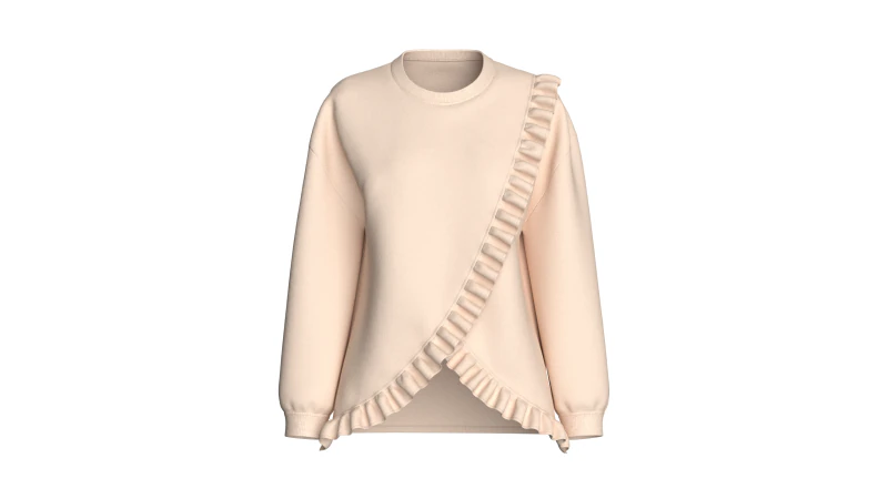 Moletom com babado diagonal para meninas Modelo 3D .c4d .max .obj .3ds .fbx .stl .blend