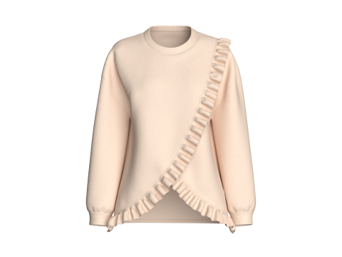 Sweat-shirt &agrave; volants en diagonale pour fille Modèle 3D