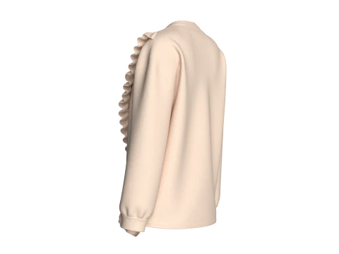 Moletom com babado diagonal para meninas Modelo 3D