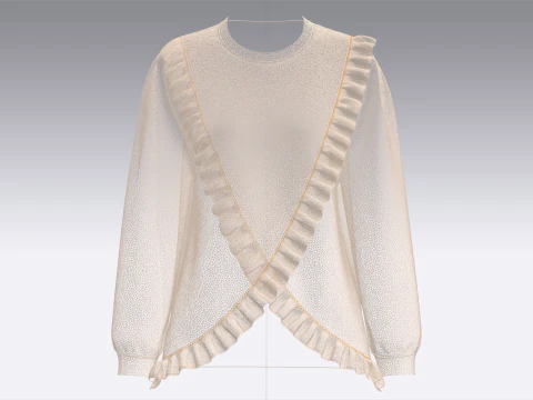 Moletom com babado diagonal para meninas Modelo 3D