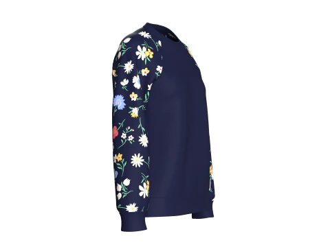 Girls Flower Print Raglan Sleeve Sweatshirt V2 3D Model