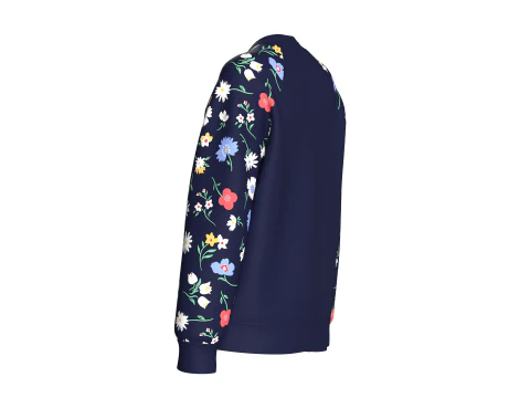 Girls Flower Print Raglan Sleeve Sweatshirt V2 3D Model