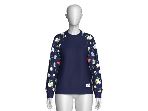 女童花卉印花插肩袖套头衫 V2 3D 模型