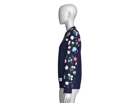 Girls Flower Print Raglan Sleeve Sweatshirt V2 3D Model