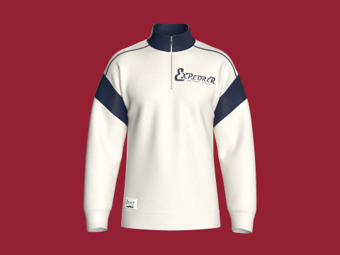 Sweat-shirt imprim&eacute; &agrave; &eacute;paules tombantes pour hommes avec patch Modèle 3D