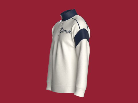 Men Shoulder Drop Printed Sweatshirt With Patch 3D Model