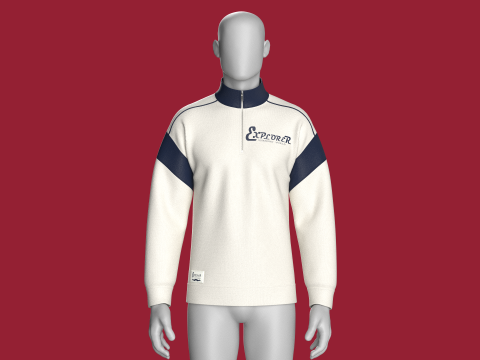 Men Shoulder Drop Printed Sweatshirt With Patch 3D Model