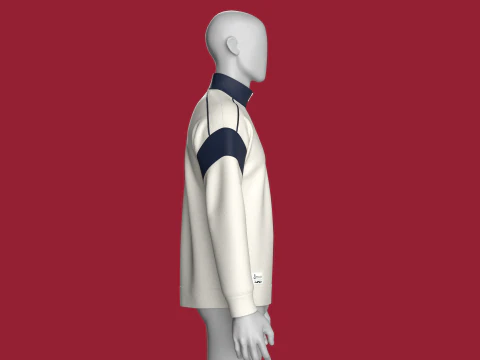 Men Shoulder Drop Printed Sweatshirt With Patch 3D Model