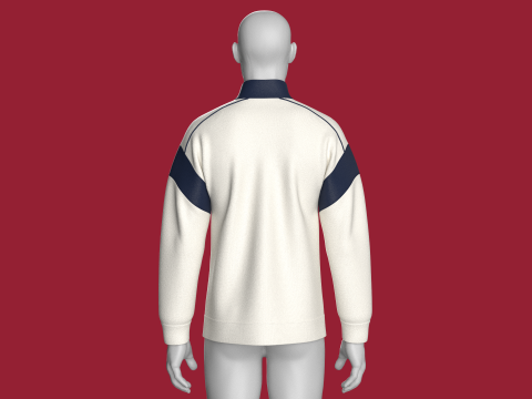 Men Shoulder Drop Printed Sweatshirt With Patch 3D Model