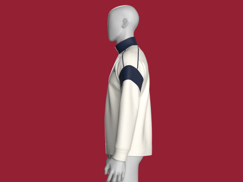 Men Shoulder Drop Printed Sweatshirt With Patch 3D Model