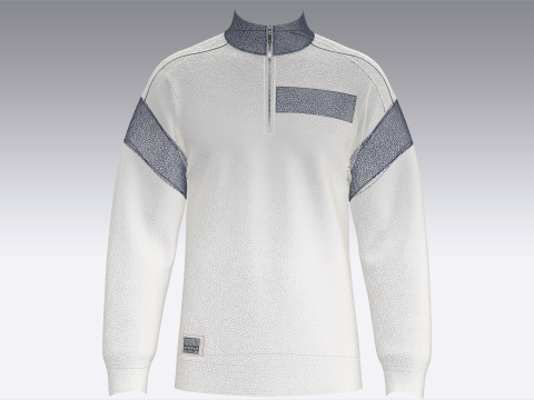 Men Shoulder Drop Printed Sweatshirt With Patch 3D Model