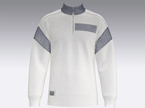 Men Shoulder Drop Printed Sweatshirt With Patch 3D Model