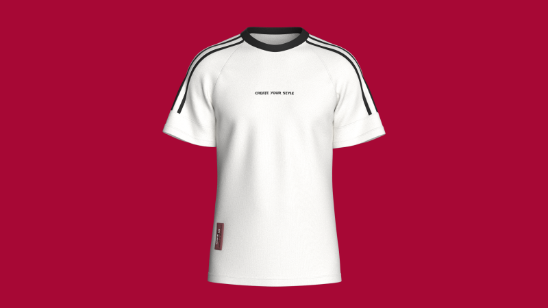 Men Striped Raglan T-Shirt With Patch 3D Model .c4d .max .obj .3ds .fbx .stl .blend 