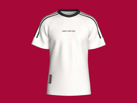 T-shirt raglan ray&eacute; avec patch Homme Modèle 3D