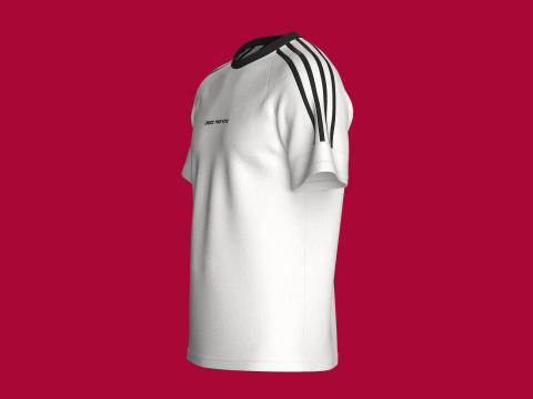 Men Striped Raglan T-Shirt With Patch 3D Model