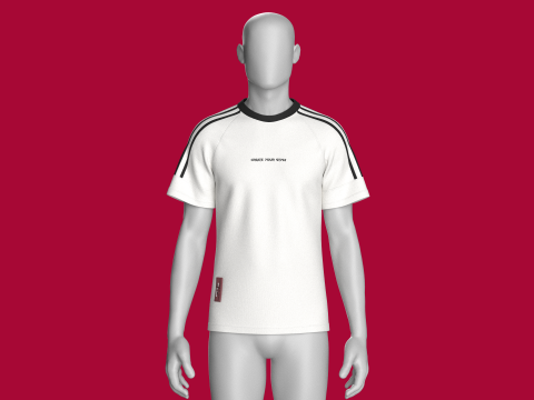 Men Striped Raglan T-Shirt With Patch 3D Model