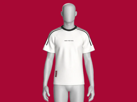 Men Striped Raglan T-Shirt With Patch 3D Model
