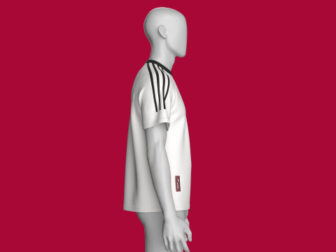 Men Striped Raglan T-Shirt With Patch 3D Model