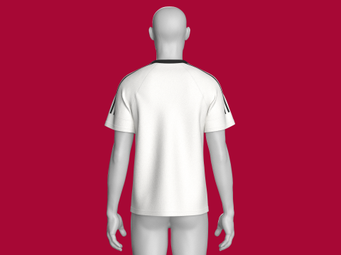 Men Striped Raglan T-Shirt With Patch 3D Model