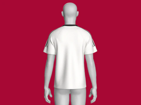 Men Striped Raglan T-Shirt With Patch 3D Model