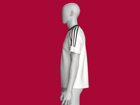 Men Striped Raglan T-Shirt With Patch 3D Model