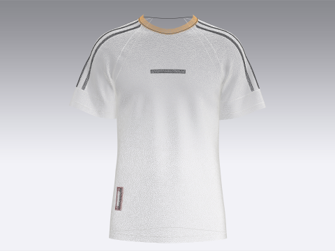 Men Striped Raglan T-Shirt With Patch 3D Model