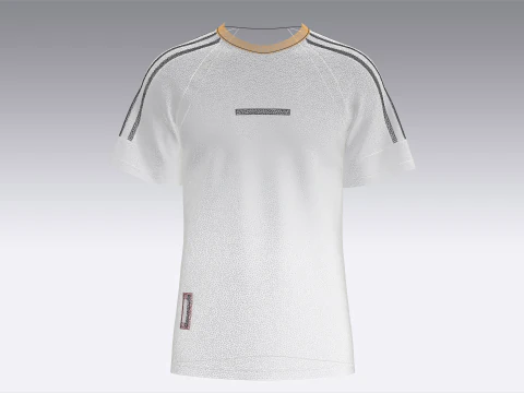 Men Striped Raglan T-Shirt With Patch 3D Model