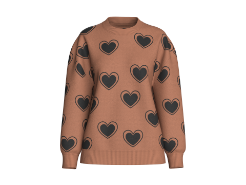 Girl Love Printed Shoulder Drop Sweater 3D Model