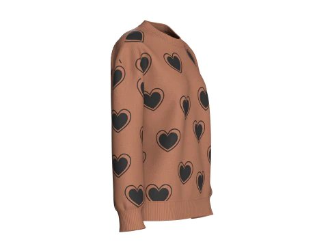Girl Love Printed Shoulder Drop Sweater 3D Model