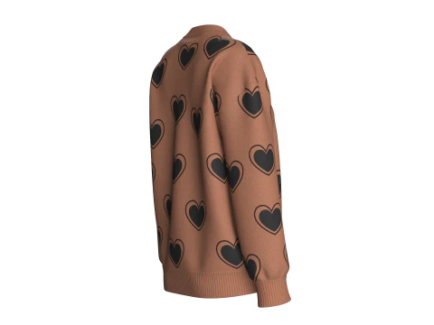 Girl Love Printed Shoulder Drop Sweater 3D Model