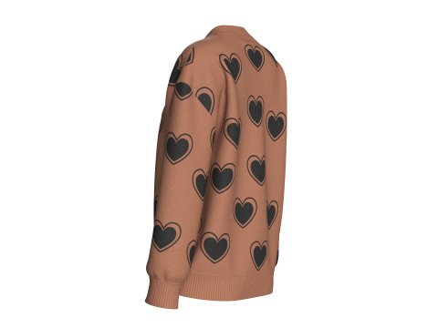 Su&eacute;ter estampado de ombro com estampa Girl Love Modelo 3D