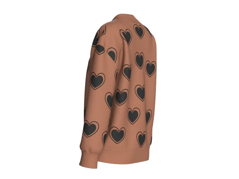 Girl Love Printed Shoulder Drop Sweater 3D Model