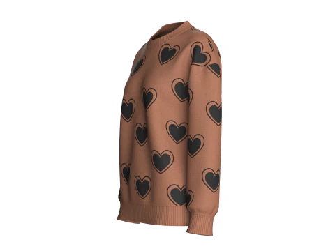Girl Love Printed Shoulder Drop Sweater 3D Model