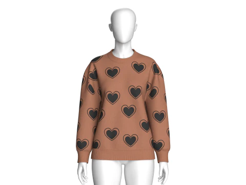 Girl Love Printed Shoulder Drop Sweater 3D Model