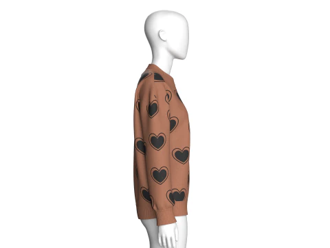 Girl Love Printed Shoulder Drop Sweater 3D Model