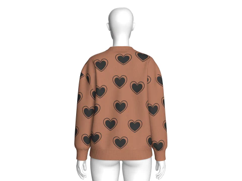 Girl Love Printed Shoulder Drop Sweater 3D Model