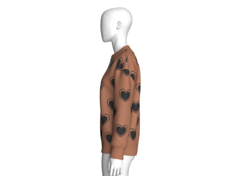 Su&eacute;ter estampado de ombro com estampa Girl Love Modelo 3D