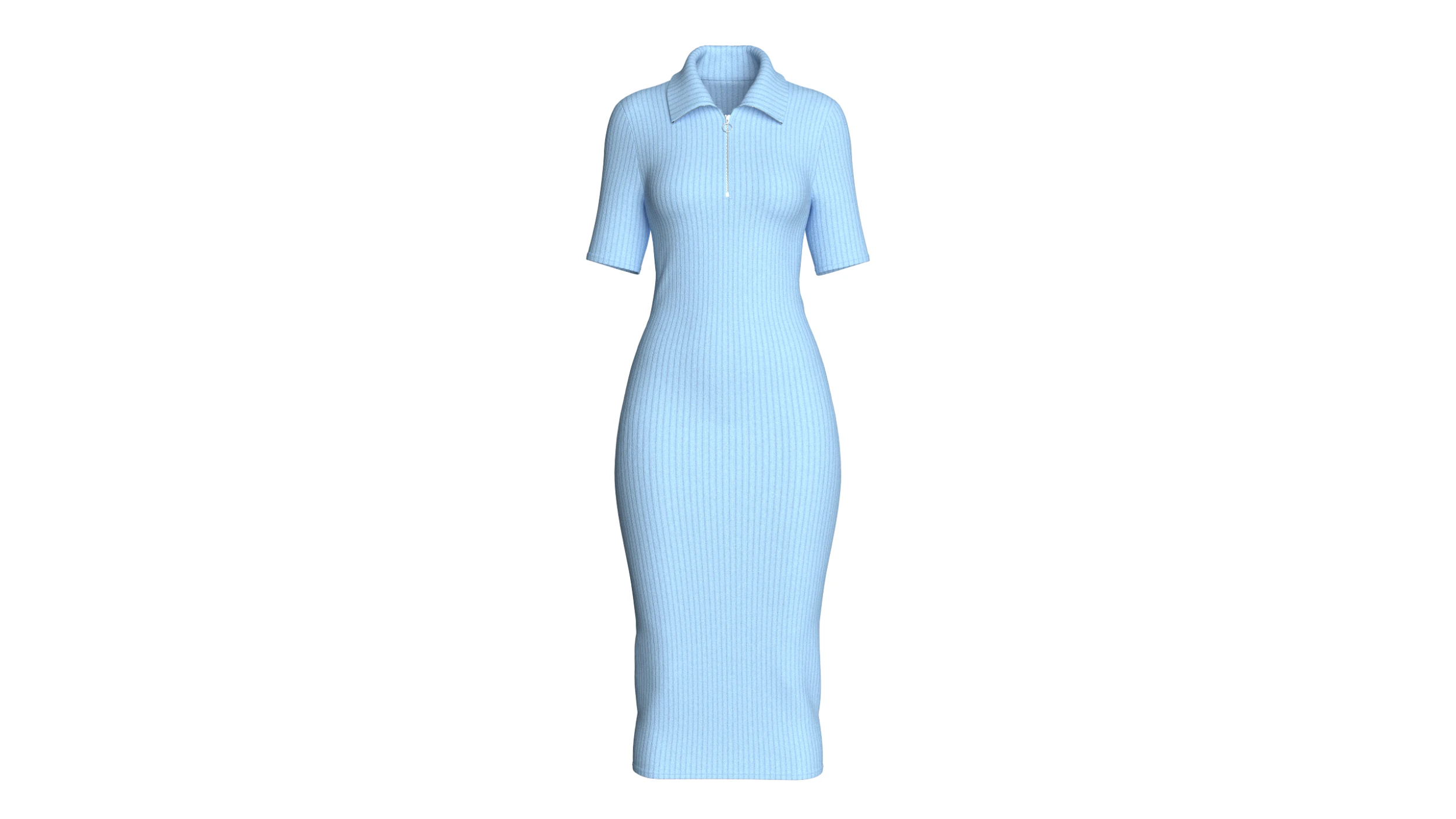 Girls Long Ribbed Dress 3D Model .c4d .max .obj .3ds .fbx .stl .blend 