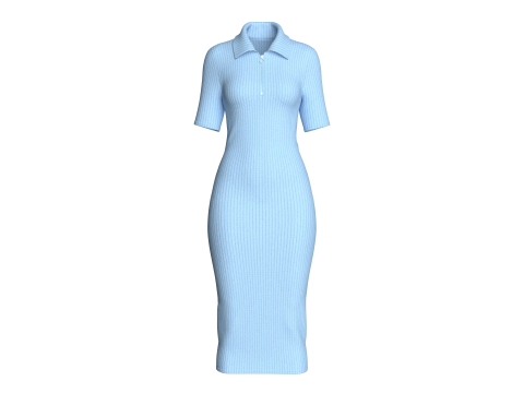 Girls Long Ribbed Dress 3D Model