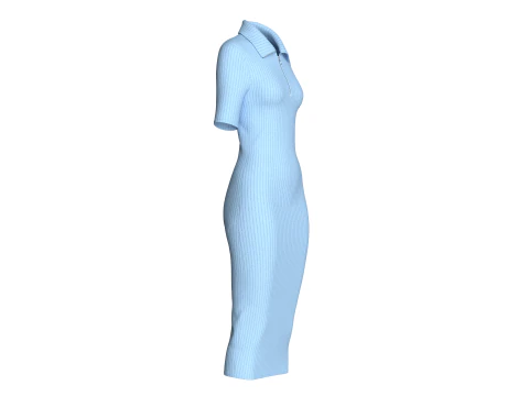 Girls Long Ribbed Dress 3D Model
