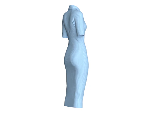 Girls Long Ribbed Dress 3D Model